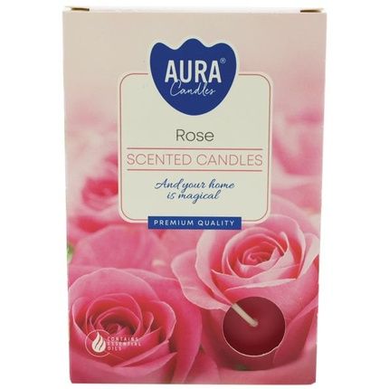 Aura Candles Scented Tealights 6Pcs Rose 12X8X18Cm Approx 4 Hours Burning Time