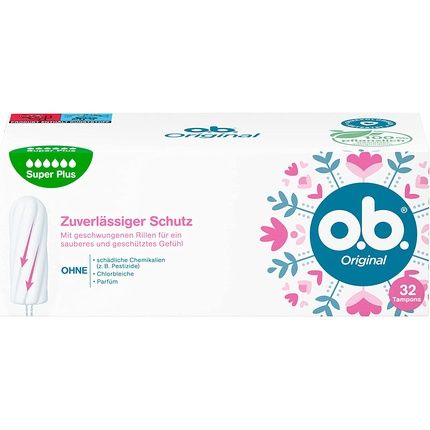 O.B. Original Super Plus Tampons With Staydry Technology And Curved Grooves