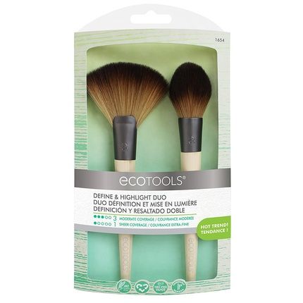 Ecotools Define & Highlight Duo Makeup Brush Set For Powder, Bronzer, & Highlighter - 2 Count