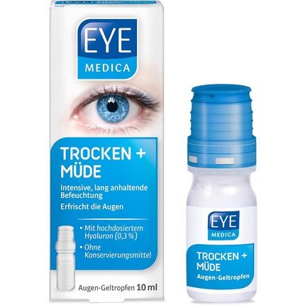 Eyemedica Dry + Tired Gel Eye Drops For Intensive And Long-Lasting Moisturization And Refreshment Of The Eyes With 0.3% High-Dose Hyaluron For Tired And Dry Eyes 10Ml