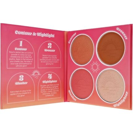 Makeup Palette With Bronzer, Blush, Highlighter And Contour For Radiant Glow By Sunkissed