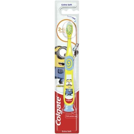 Colgate Smiles Toothbrush For Children 4-6 Years Extra Gentle With Suction Cup Minions Or Trolls Design