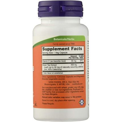 Now Foods Green Tea Extract Capsules Standard 100 Count 400Mg