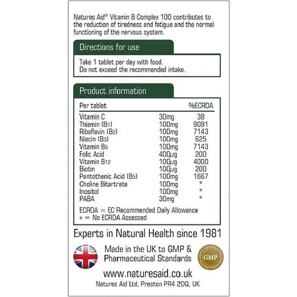 Natures Aid Vitamin B Complex Tablets 100Mg 30 Tablets - Image 3