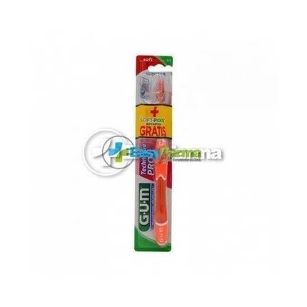 فرشاة أسنان Gum Technique Pro Soft Compact ذات رأس صغير ناعمة 525 مع أعواد ناعمة مجانية متقدمة