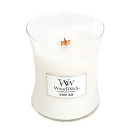Woodwick Scented Candle Vase White Teak 6095 G