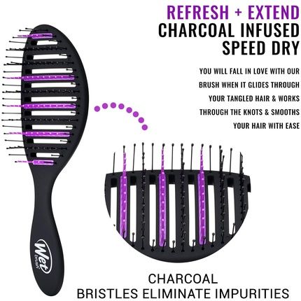 Wetbrush Speed Dry Detangler With Heat Resistant Heatflex Bristles And Open Vent Design For Faster Hair Drying - Black