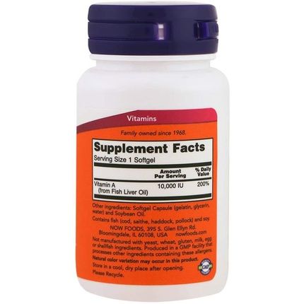 Now Foods Vitamin A 10,000 Iu 100 Softgels