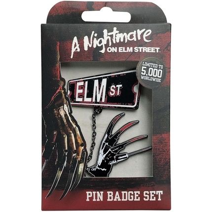 Nightmare On Elm St Pin Badge Set With Connecting Chain