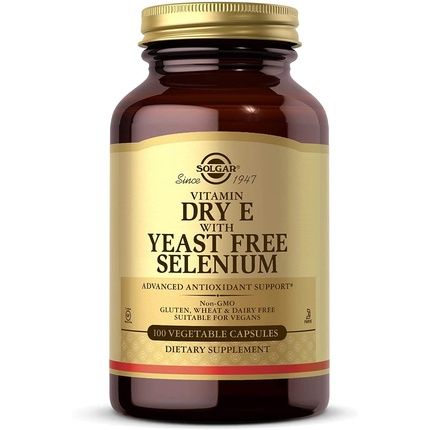 Solgar Vitamin E With Yeast Free Selenium Vegetable Capsules 100 Capsules - Hair And Nails - Vegan