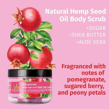 Hempz Sugar Body Scrub Pomegranate All Natural Exfoliating Shea Butter