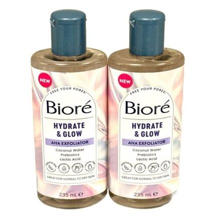 Biore Hydrate & Glow Aha Exfoliating Toner With Coconut Water And Lactic Acid 235Ml