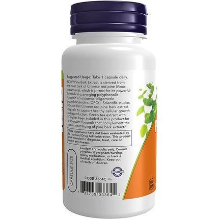 Now Foods Pinerk Extract 240Mg 90% Opc Pine Bark Extract 90 Capsules - Image 3