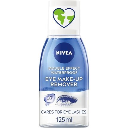 Nivea Double Effect Waterproof Eye Makeup Remover 125Ml With Cornflower Extract And Biotin