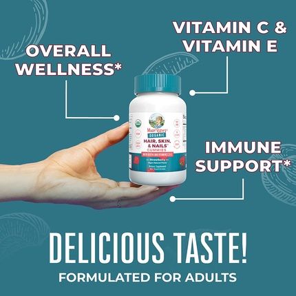 Maryruth'S Hair Skin And Nail Vitamins Usda Organic Biotin Gummies With Vitamin C And Vitamin E 60 Count