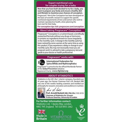 Pregnacare Vitabiotics His And Her Conception 60 Tablets - Image 3