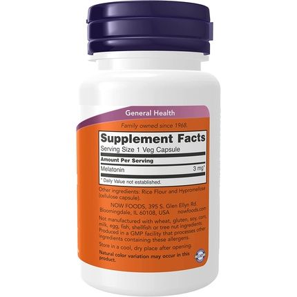 Now Melatonin 3Mg Free Radical Scavenger For Healthy Sleep Cycle 60 Veg Capsules