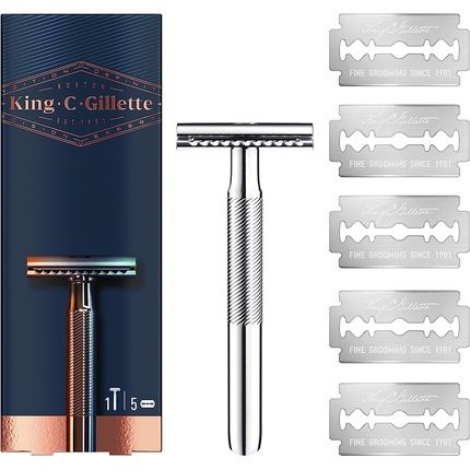 ماكينة الحلاقة الآمنة للرجال من King C. Gillette مزودة بـ 5 شفرات متينة