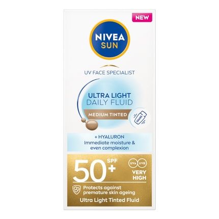Nivea Sun Ultra Light Daily Fluid Spf50+ Sunscreen Cream With Medium Pigment 40Ml