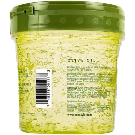 Ecostyle Olive Oil Styling Gel All Day Hold Alcohol Free Paraben Free Sulphate Free No Flaking Anti-Itch 473Ml Unscented