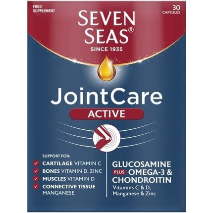 Seven Seas Jointcare Active High Strength Glucosamine And Chondroitin Supplements With Omega-3, Vitamin D And C, Epa And Dha, Manganese And Zinc 60 Capsules