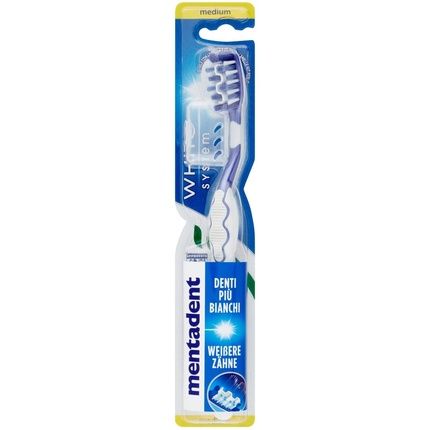 Mentadent White System Medium Toothbrush With Cover