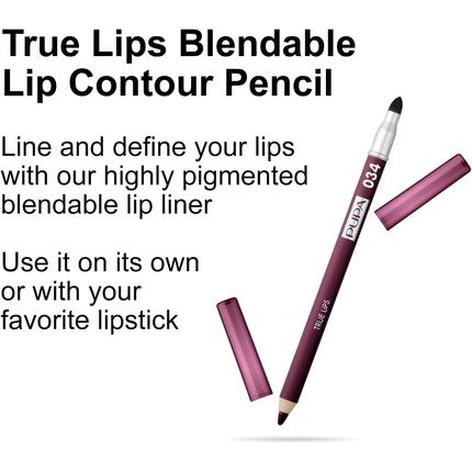Pupa Milano True Lips Blendable Lip Liner 034 Plum For Women 0.042 Oz