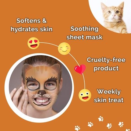 7Th Heaven Kitten Face Sheet Mask With Chamomile And Aloe Vera To Soften And Hydrate Skin