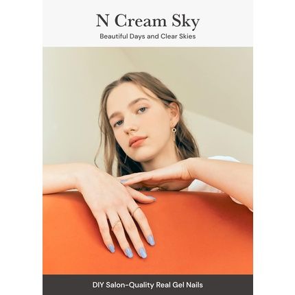 Ohora Semi Cured Gel Nail Strips N Cream Sky - Salon-Quality Long Lasting Easy To Apply & Remove - Includes 2 Prep Pads Nail File & Wooden Stick