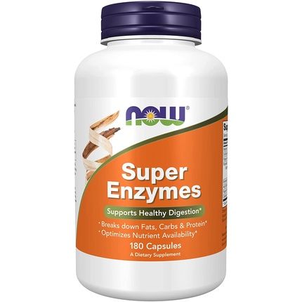 Now Super Enzymes With Bromelain, Ox Bile, Pancreatin And Papain 180 Capsules