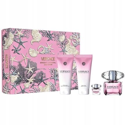 Versace Bright Crystal Women Eau De Toilette Spray Set 90Ml 5Ml Body Lotion 100Ml Shower Gel 100Ml