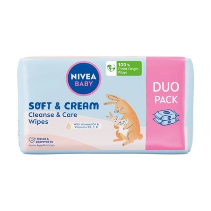 Nivea Baby Soft & Cream Moisturizing Wipes 2X57 Pieces
