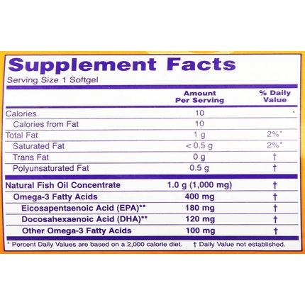 Molecularly Distilled Omega-3 1000Mg Fish Oil 180 Softgels