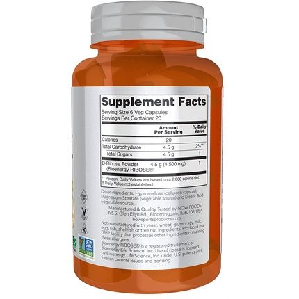 Now Foods Sports D-Ribose 750Mg 120 Vcaps