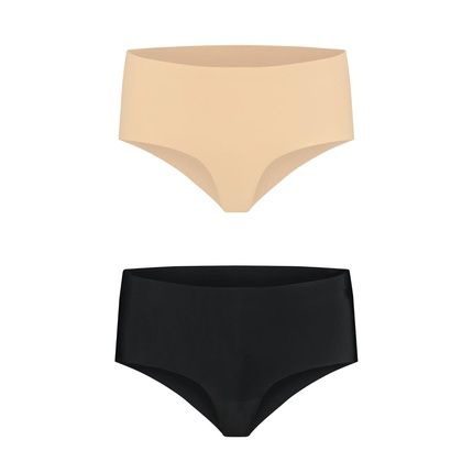 Bye Bra Invisible High Waist Seamless Bikini Panties Smooth Edges 2-Pack Beige And Black