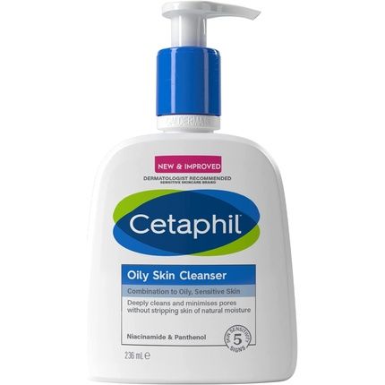 Cetaphil Oily Skin Cleanser 236Ml Foaming Low-Lather Gel Formula With Niacinamide - New Version