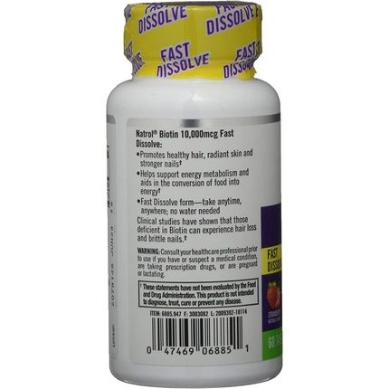 Natrol Biotin 10000Mcg Fast Dissolve Standard 60 Tablets - Image 3