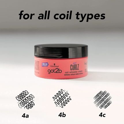 Schwarzkopf Got2B Vegan Curl And Coil Refresher Hair Cream With Coconut Oil Castor Oil Argan Oil And Shea Butter 200Ml