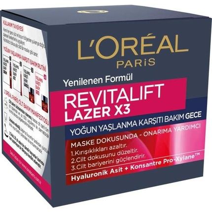 L'Oreal Paris Revitalift Laser X3 Care Night Cream With Hyaluronic Acid Anti-Aging Night Mask - Image 3