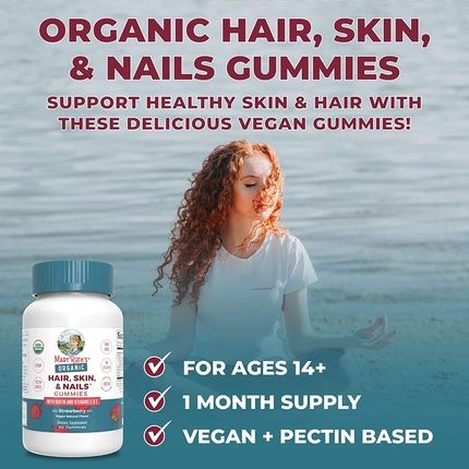 Maryruth'S Hair Skin And Nail Vitamins Usda Organic Biotin Gummies With Vitamin C And Vitamin E 60 Count - Image 3