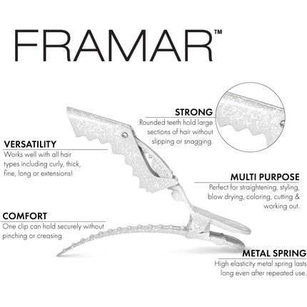 Framar Glitter Crocodile Hair Sectioning Clips For Women - Image 3
