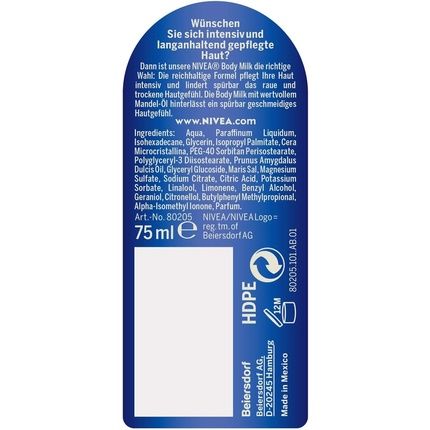 Nivea Rich Body Milk Mini Intensive Nourishing Body Cream With Almond Oil 75Ml