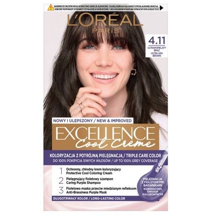 L'Oreal Excellence Cool Creme Hair Color 4.11 Ultra Ash Brown