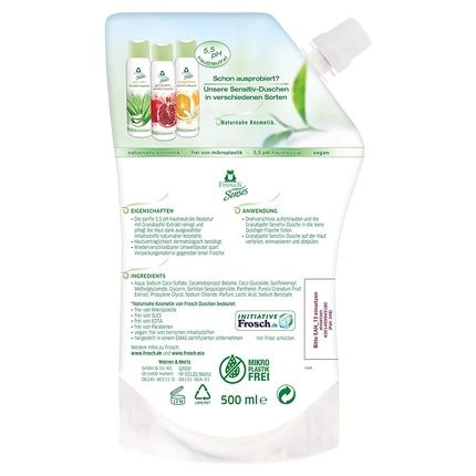 Frosch Senses Sensitive Shower Pomegranate Shower Gel Ph-Neutral And Vegan 500Ml