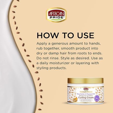 African Pride Moisture Miracle Shea Butter & Flaxseed Oil Curling Cream 12 Oz