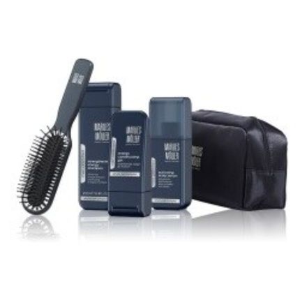 Marlies Moller Hair Styling Gel Flexible Hold, Energizing Shampoo, And Paddle Hair Brush Set
