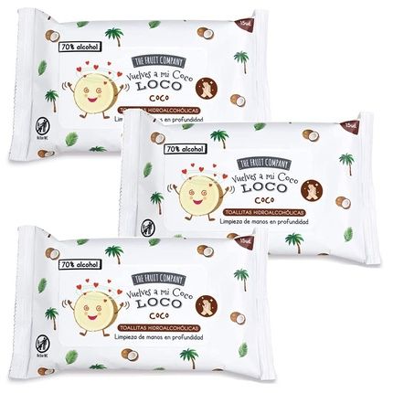 The Fruit Company Coco Hydroalcoholic Hand Towels 15 Pieces 70% Alcohol