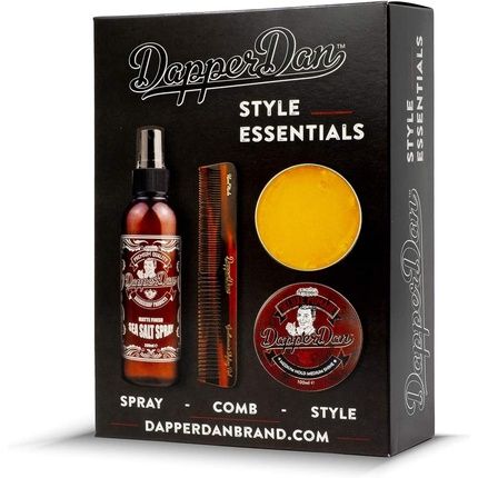 Dapper Dan Style Essentials Gift Pack With Deluxe Pomade, Sea Salt Spray, And Styling Comb - 3 Piece Set