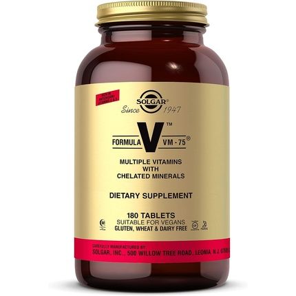 Solgar Formula Vm-75 Multivitamin With Chelated Minerals 180 Tablets