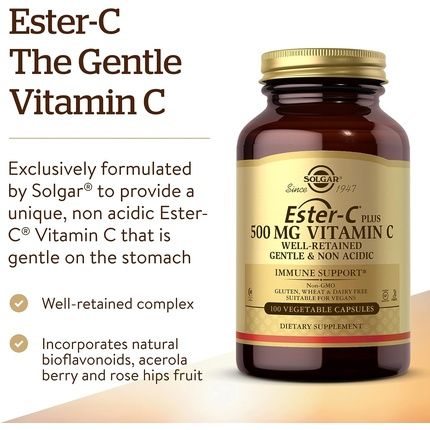 Solgar Ester-C Plus 500Mg Vitamin C Supports Healthy Immune System Highly Absorbable Antioxidant 100 Vegetable Capsules - Image 3